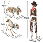 Yescom 5.6Ft Halloween Skeleton Set - Cowboy & Dog