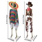 Yescom 5.6Ft Posable Cowboy & Day of the Dead Halloween Skeletons Combo
