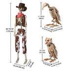 Yescom 5.6Ft Halloween Skeleton Set - Cowboy with Vulture & Owl