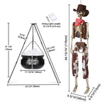 Yescom 5.6Ft Halloween Skeleton Set - Cowboy & Lighted Witch Cauldron