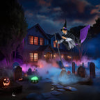 Yescom 9Ft Motion-Activated Flying Witch with Broom & Cauldron