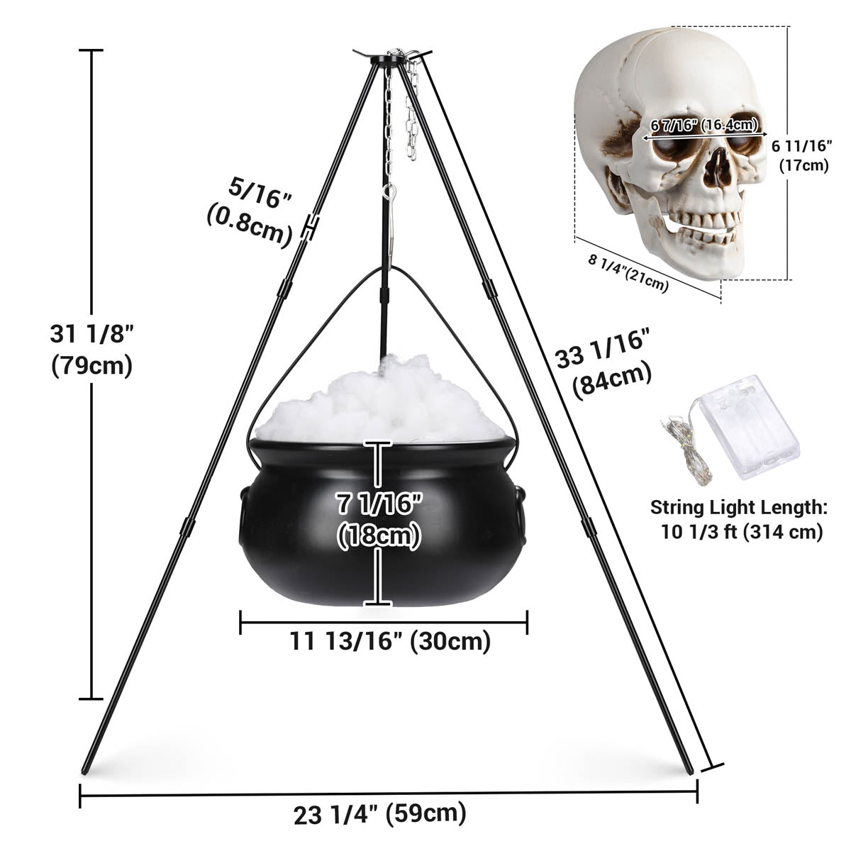 Yescom 12ct. Halloween Skulls with Cauldron Combo