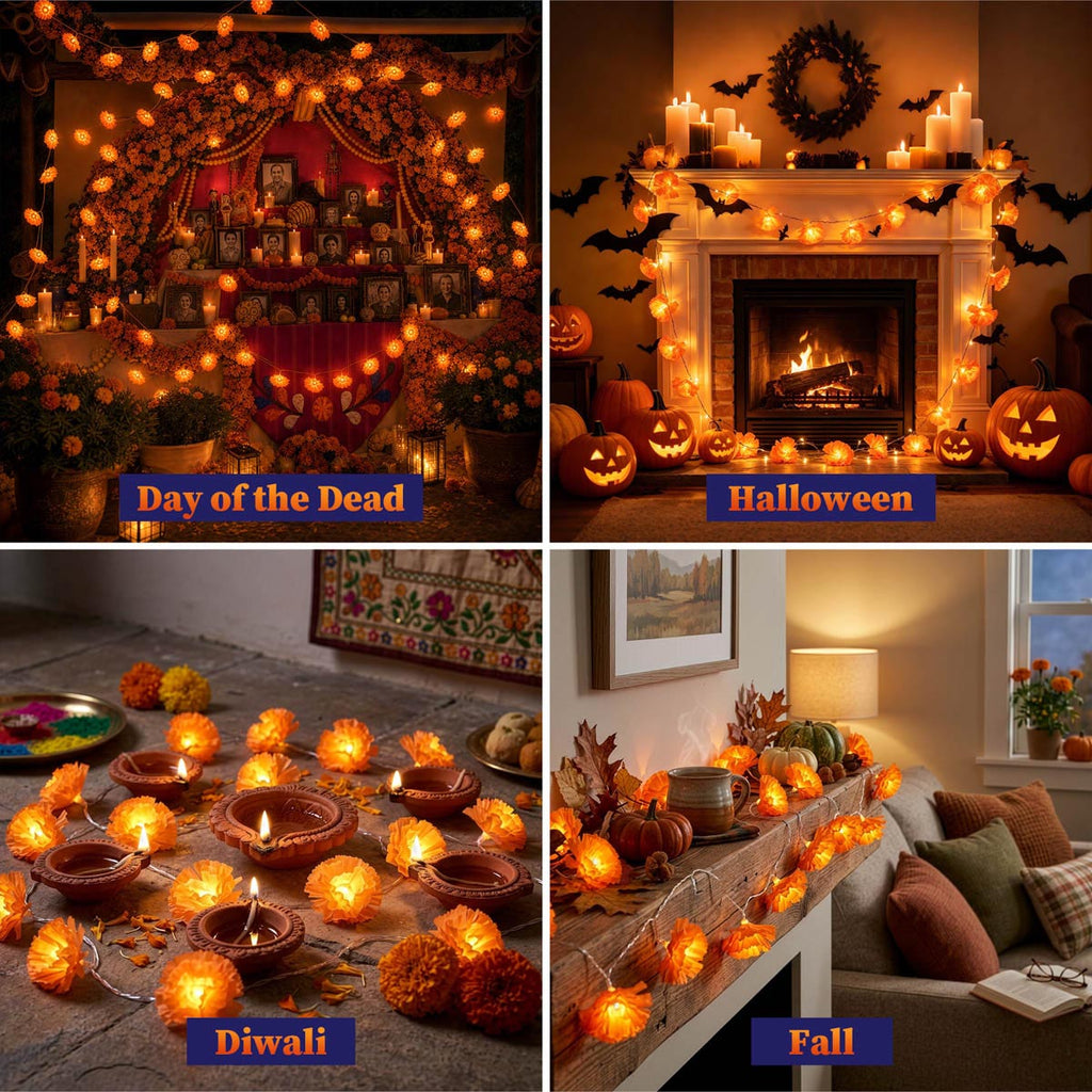 Yescom 2-Pack Marigold String Lights with Magnetic Clips, USB plug-in