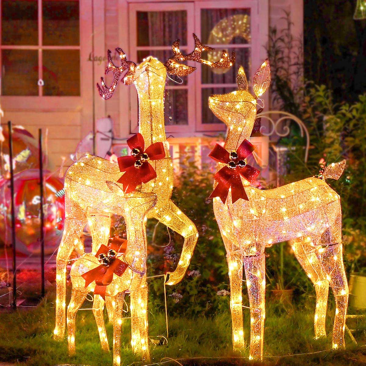 Yescom Outdoor Lighted Christmas Reindeer Family 3pcs