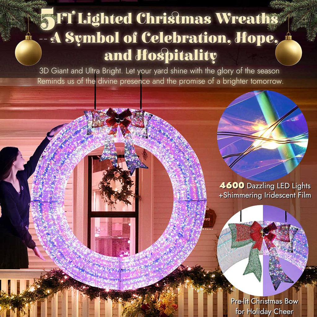 Yescom Giant Outdoor Prelit Christmas Wreath 60 inch
