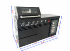65" 4-Burner 72,000 BTU Black Outdoor Kitchen Island Grill Marble Countertops Wine Cooler
