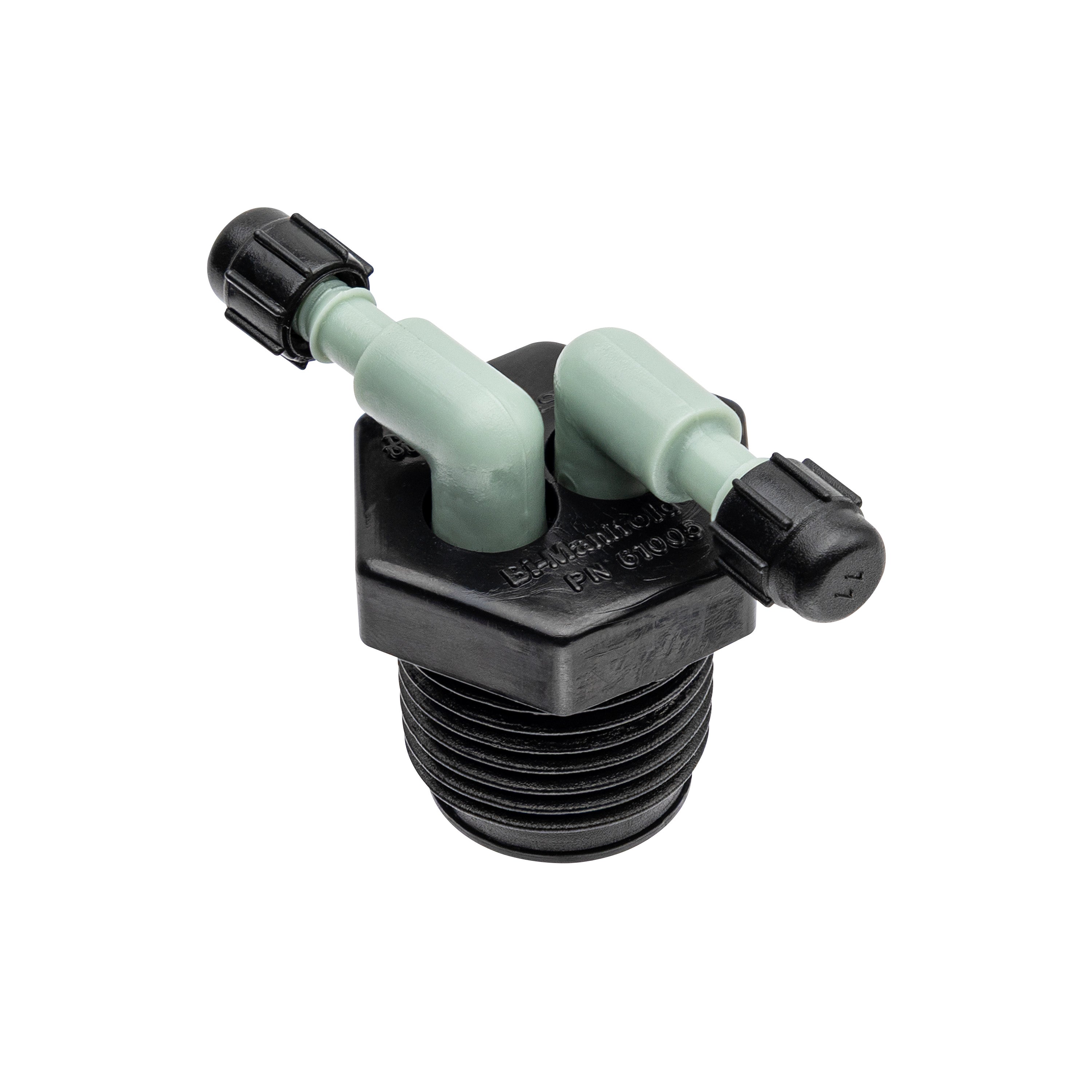 1/2" MPT x 1/4" Barb 2-Port Full Flow Drip Manifold 67035