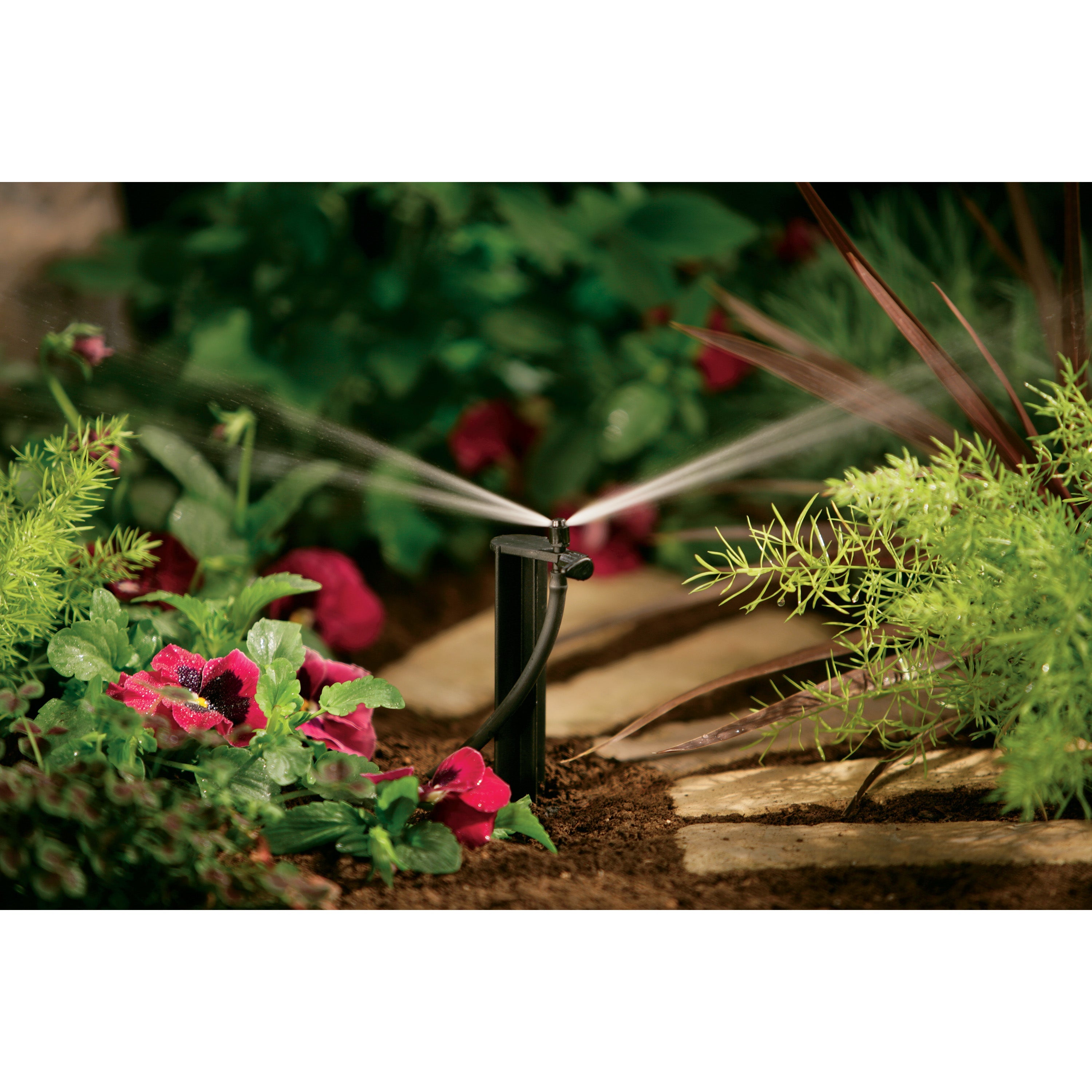 1/4" Barb Micro-Sprinkler Ctr Strip Pattern on 12" Stake | 67135