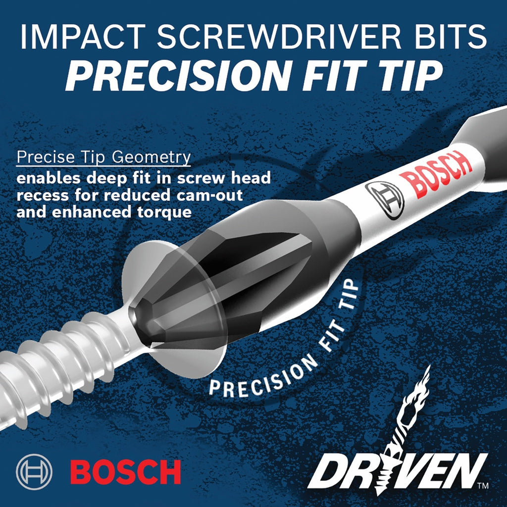 BOSCH ITDSQ2205C 5 pc. Driven 2 In. Impact Square #2 Power Bits with Clip for Custom Case System