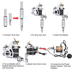 Yescom 2 Tattoo Guns Machine Kit w/ LCD Power Supply 40 Color Inks & Case