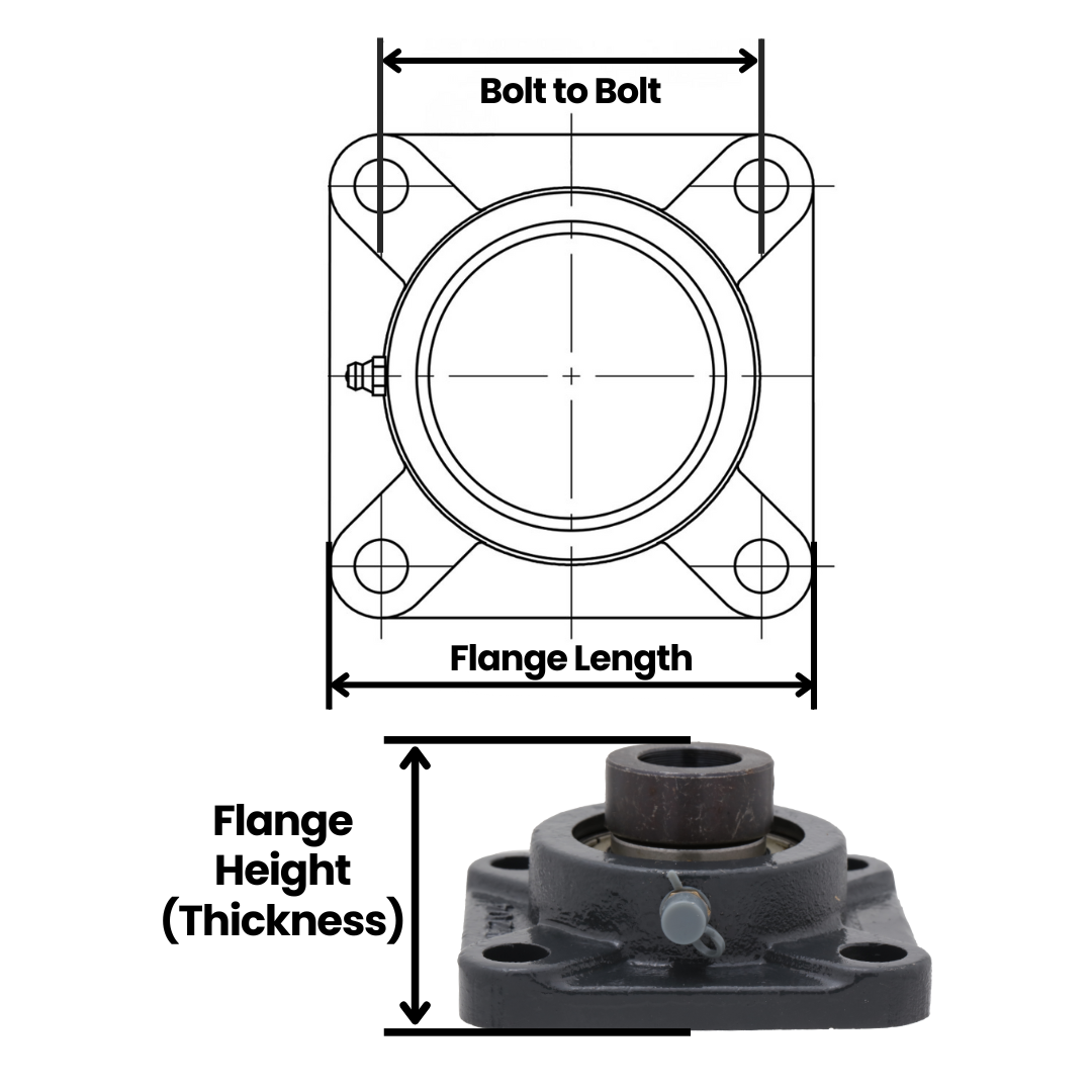 UCF215-48,  4-Bolt Flange Mounted Ball Bearing, 3.0" Bore (ID),  Insert Bearing: UC215-48,  Housing: F204