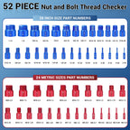 Nut and Bolt Thread Checker Standard and Metric, 44 Male/Female Bolt Size Finder Thread Gauge (23 Standard & 21 Metric), for Bolt and Nut Size Chart in Narrow Areas