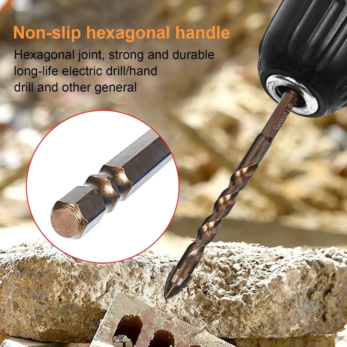 10PCS High-Strength Eccentric Twist Drill Bit,New Four-FluteSawtooth Eccentric Drill Bit,Multifunction Drill Bit Set(5/6/8/10/12)
