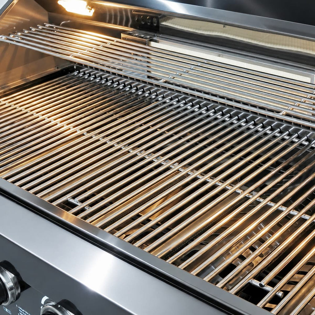 63" 6-Burner Black Outdoor Kitchen Island Grill + Fridge