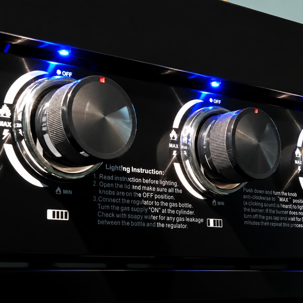 43" Black Six Burners Outdoor Kitchen Island Grill