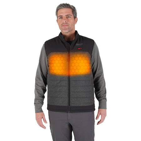 Axis Heated Vest, Polyester, 2 to 8 hours Heating Time, 3 Heat Settings, Gray, L