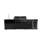 115" 6-Burner 85,000 Black Outdoor Kitchen Island Grill Rotisserie kit