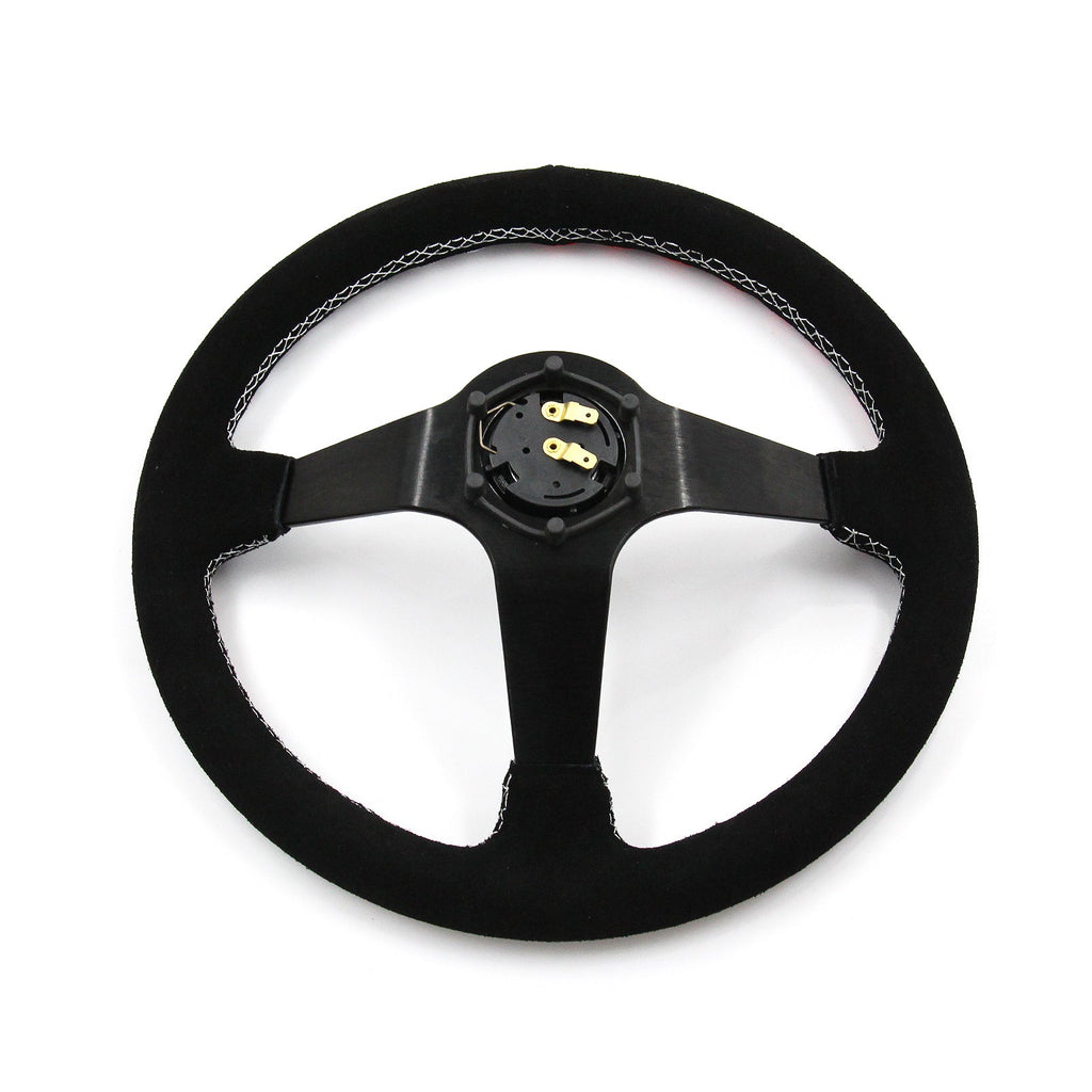 Universal 350mm 3"Deep Dish 6-Bolt Steering Wheel Black Suede Have Faith