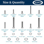 292 Pcs 304 Stainless Steel Bolts and Nuts Kit, A2 Hex Head Flange Nut and Bolt Set M6 M8 M10