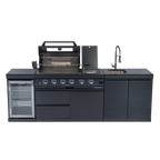 NG 104" 4-Burner 72,000 BTU Black Outdoor Kitchen Island Grill Rotisserie