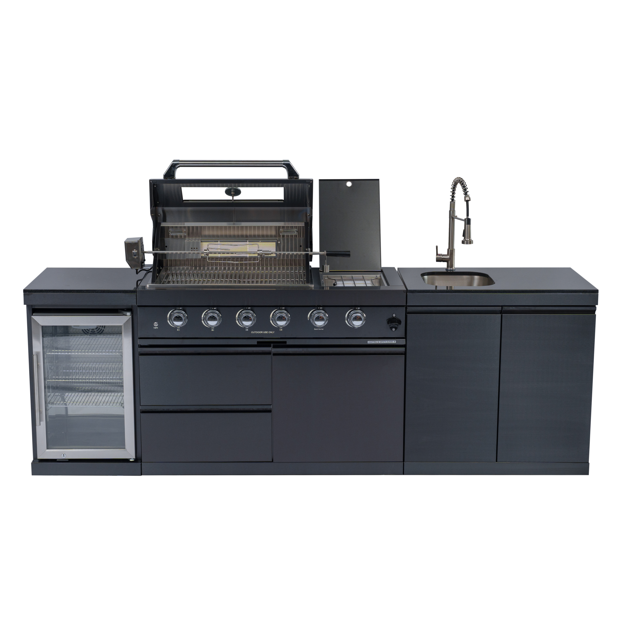 NG 104" 4-Burner 72,000 BTU Black Outdoor Kitchen Island Grill Rotisserie