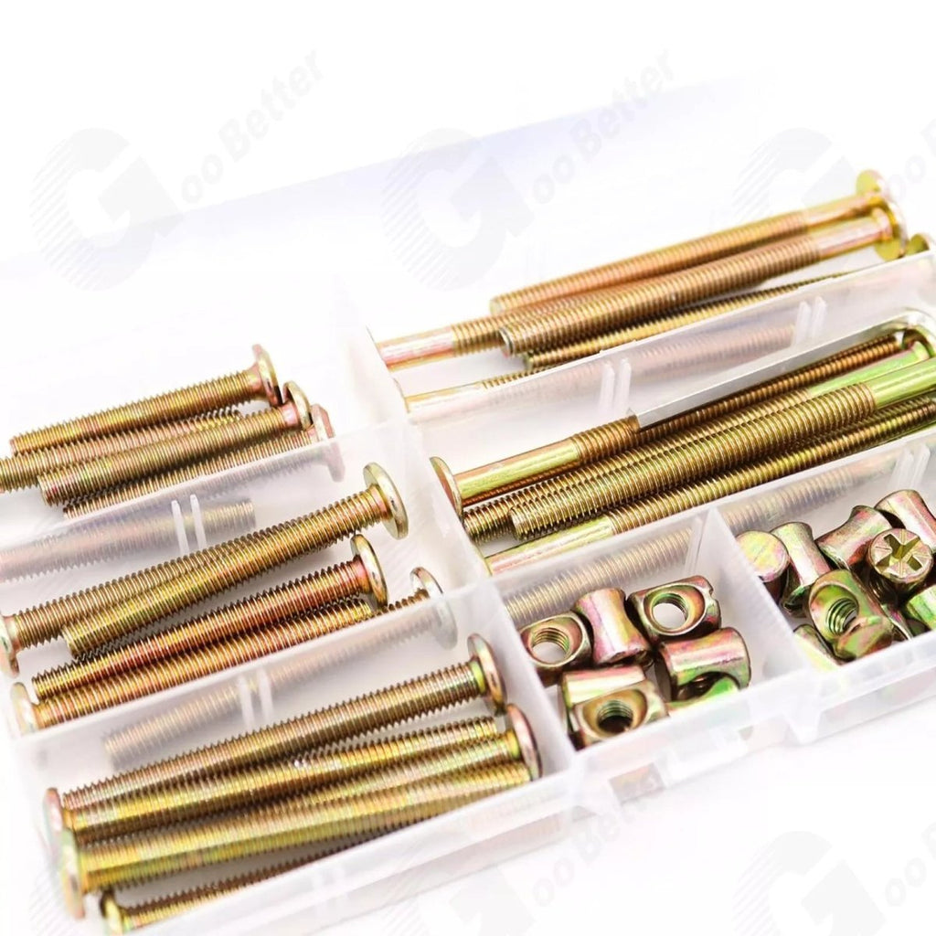 51Pcs M6 Beds Cot Flat Socket Furniture Bolts Screw, Barrel Nuts & Allen Key Kit