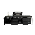 115" 6-Burner 85,000 Black Outdoor Kitchen Island Grill Rotisserie kit