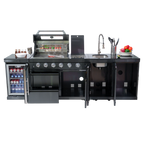 NG 104" 4-Burner 72,000 BTU Black Outdoor Kitchen Island Grill + Rotisserie Kit