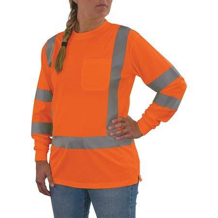 Hi-Vis Shirt,XL,Orange,Long Sleeve