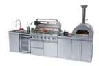 128" 120,000 BTU 6-Burner Outdoor Kitchen Island Grill with Pizza Oven