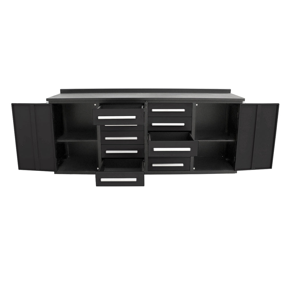 7ft Heavy Duty Workbench with 10 Drawers & 2 Cabinets
