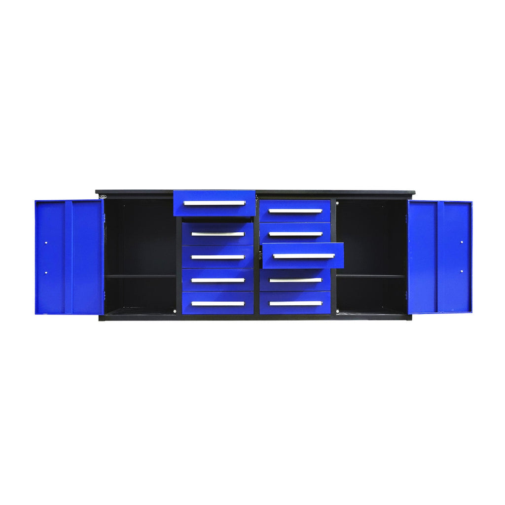 7ft Heavy Duty Workbench with 10 Drawers & 2 Cabinets