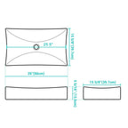 Aquaterior 26" Rectangular Porcelain Sink Vessel w/ Drain