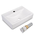 Yescom Porcelain Bathroom Sink w/ Drain Rectangular 18x12"