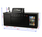 85" 4-Burner 72000 BTU Black Outdoor Kitchen Island Grill with Compact Refrigerator Marble Countertops Sink