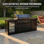 82" 6-Burner 85,000 BTU Gas Outdoor Kitchen Island Grill Stainless Steel Sink Wine Cooler