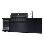 NG 95" 6-Burner 85000 BTU Black Outdoor Kitchen Island Grill Rotisserie kit Granite Countertops