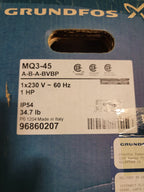 MQ3-45 A-B-A-BVBP GRUNFOS 230 VAC 60 Hz