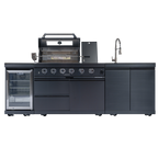 NG 104" 4-Burner 72,000 BTU Black Outdoor Kitchen Island Grill Rotisserie