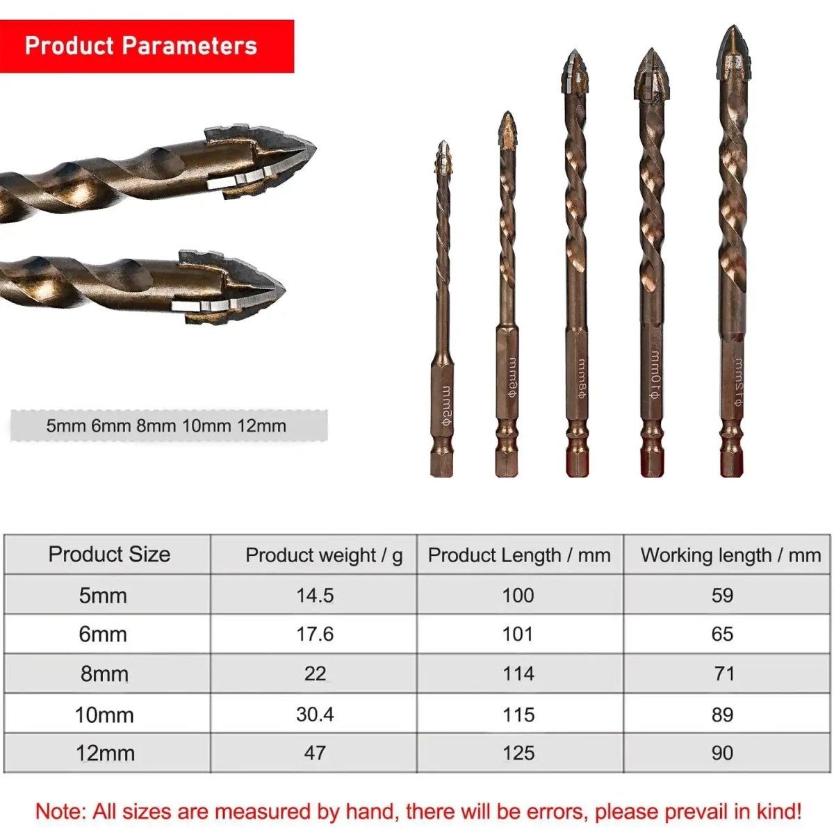 10PCS High-Strength Eccentric Twist Drill Bit,New Four-FluteSawtooth Eccentric Drill Bit,Multifunction Drill Bit Set(5/6/8/10/12)