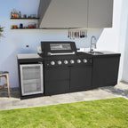 104" 4-Burner 72000 BTU Black Outdoor Kitchen Island Grill with Storage Cabinets & Drawers