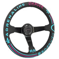 Universal 350mm 3"Deep Dish 6-Bolt Steering Wheel Black Leather Adrenaline Chaser