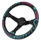 Universal 350mm 3"Deep Dish 6-Bolt Steering Wheel Black Leather Adrenaline Chaser
