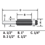 BOSCH 85216MC 1/2 In. x 1 In. Carbide-Tipped Triple-Flute Flush Trim Router Bit