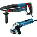 BOSCH 11255VSR-GWS8 1" SDS-Plus Bulldog Xtreme Rotary Hammer - 7.5 AMP - W/ GWS8-45 Grinder
