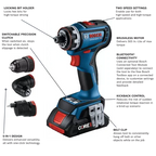 BOSCH GSR18V-800FCB24 18V Drill/Driver with 5-In-1 Flexiclick® System and (2) CORE18V® 4 Ah Advanced Power Battery