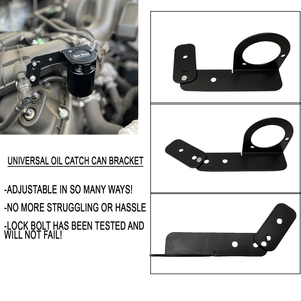 Adjustable Billet Baffled Oil Catch Can Reservoir Tank Racing 2-Port V2 Bracket