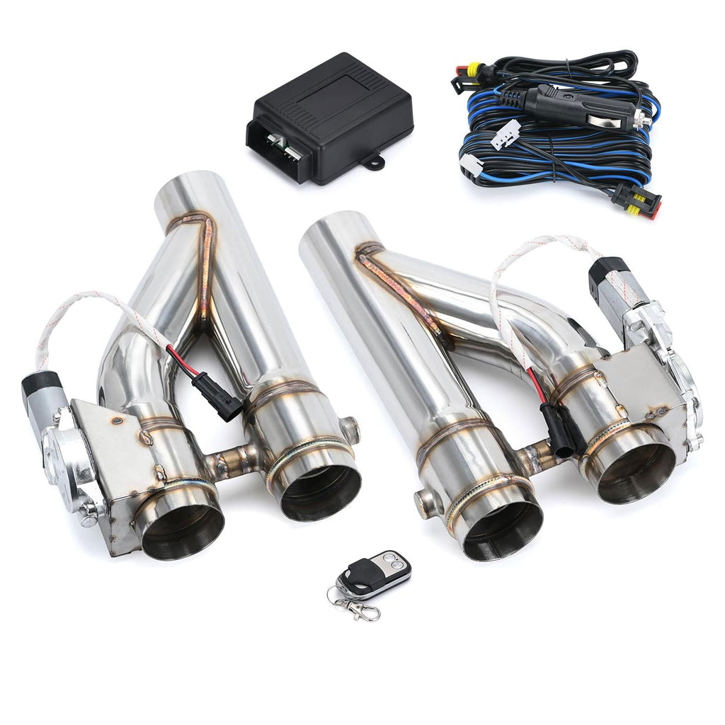 Universal 2.5 Inch Dual Stainless Steel Exhaust Valve Pipe Kit 2PC