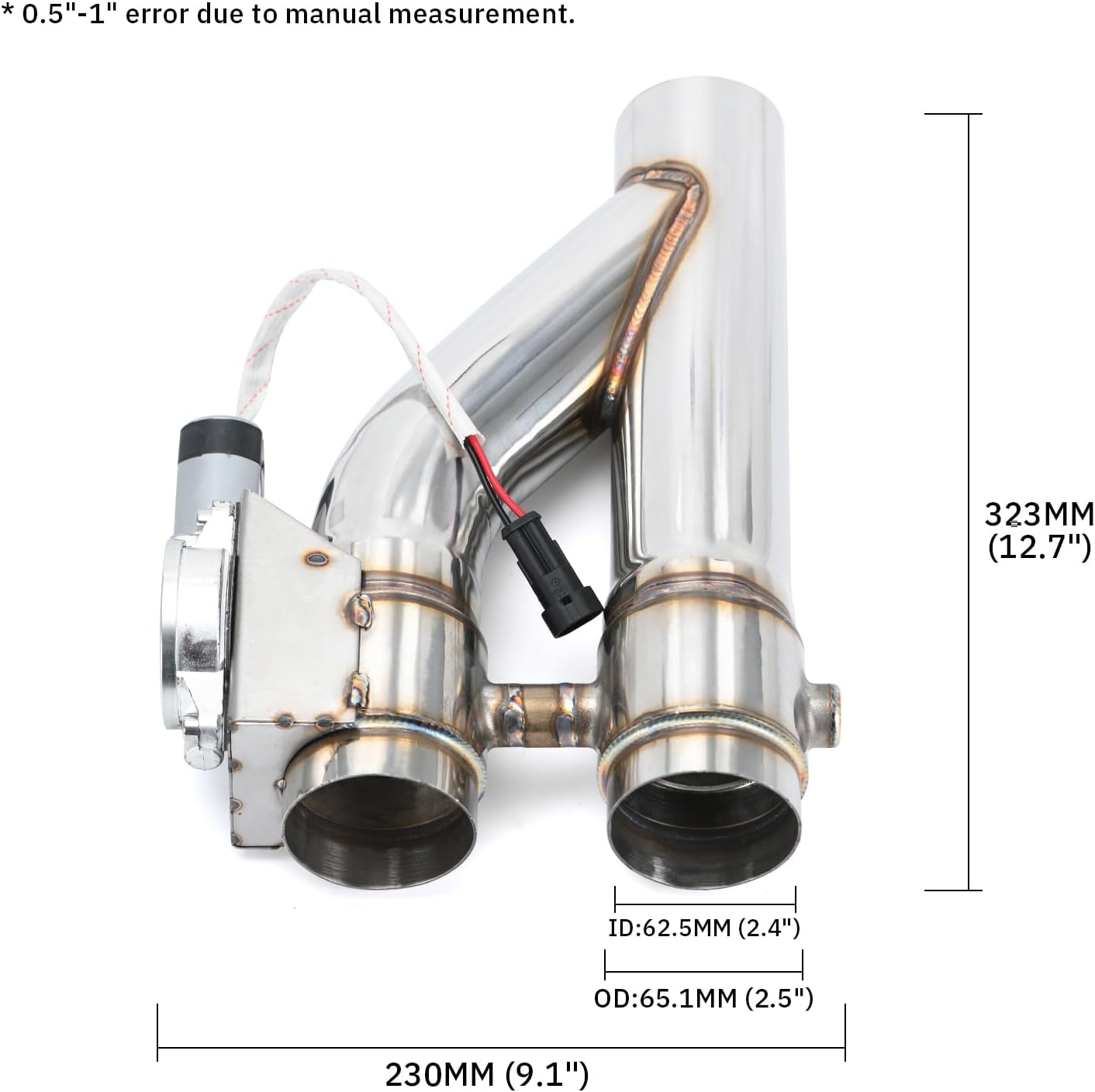 Universal 2.5 Inch Dual Stainless Steel Exhaust Valve Pipe Kit 2PC