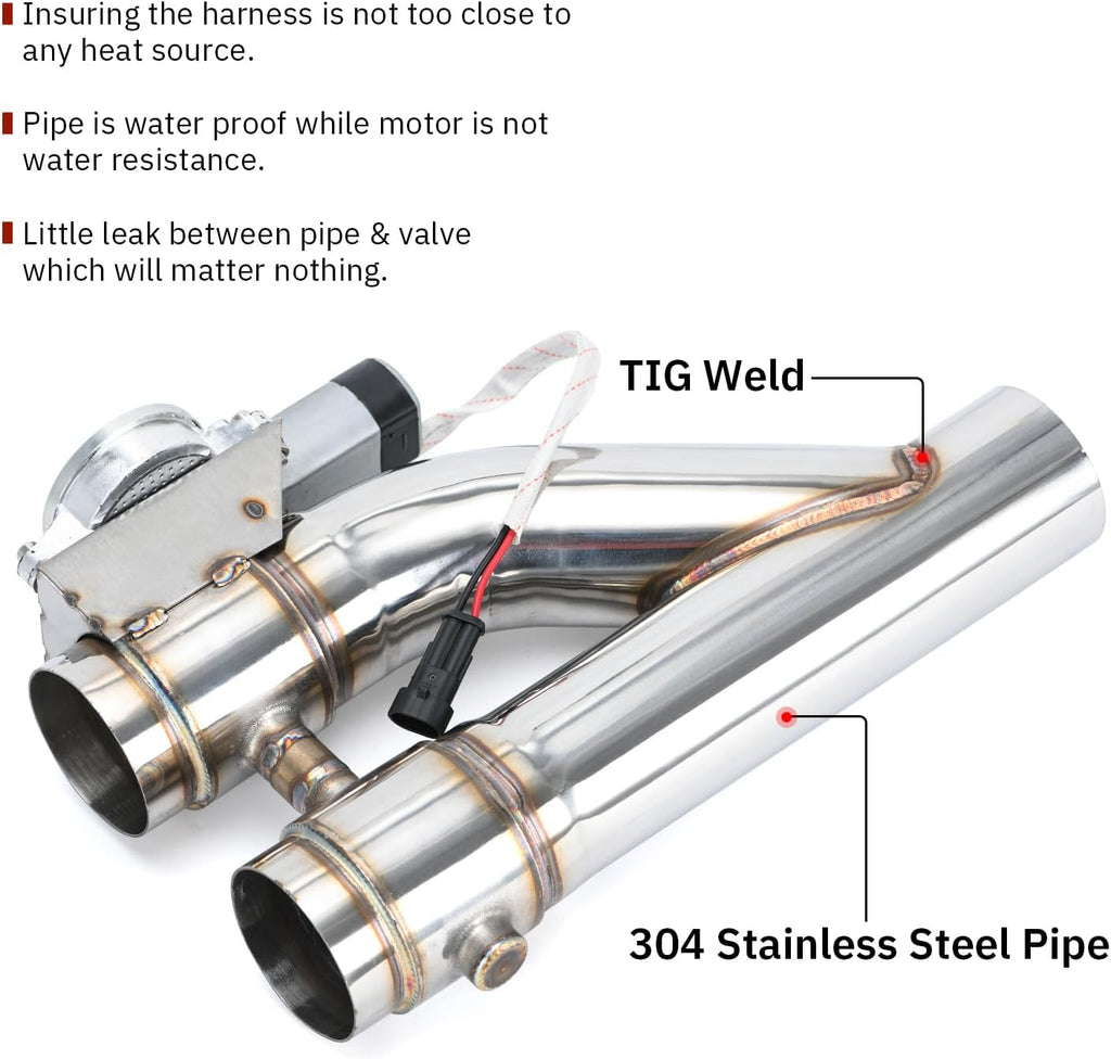 Universal 2.5 Inch Dual Stainless Steel Exhaust Valve Pipe Kit 2PC